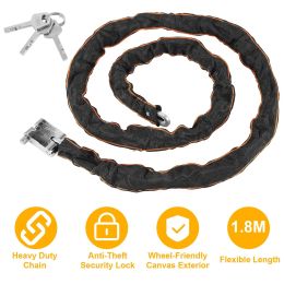 1.8M Bike Chain Lock w/ 3 Keys Heavy Duty Security Lock Bicycle Motorcycle Motor Bike Chain Lock