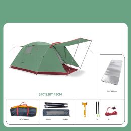 Four Person Outdoor Camping Space Folding And Thickening Tent Rain And Sun Proof Outdoor (Option: Green-Add moistureproof pad)