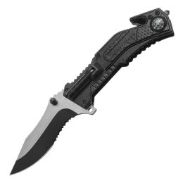 Folding Knife Wilderness Survival Emergency Survival Knife (Color: Black)