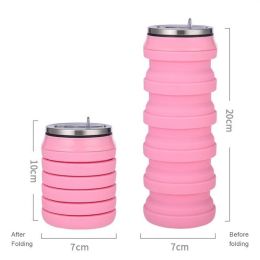 480ml Foldable Silicone Water Cup Creative Protable Travel Cycling Running Water Bottle Folding Outdoor Sports Kettle Drinkware (Capacity: 480ml, Color: 2)