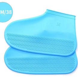 Waterproof Shoe Cover; Reusable Non-Slip Foldable Outdoor Overshoes For Rainy Days (Color: Sky Blue, size: 6)