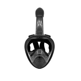 Underwater Snorkeling Full Face Swimming Mask Set; Scuba Diving Respirator Masks Anti Fog Safe Breathing For Kids Adult Swimming Diving Beach (Color: Black, size: XS)