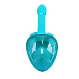 Underwater Snorkeling Full Face Swimming Mask Set; Scuba Diving Respirator Masks Anti Fog Safe Breathing For Kids Adult Swimming Diving Beach (Color: Green, size: XS)