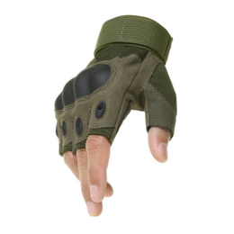 Tactical Hard Knuckle Fingerless Gloves For Hunting Shooting Airsoft Paintball (Color: Green, size: M)