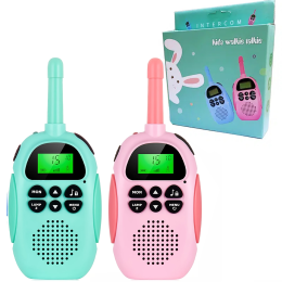 2pcs ZILIEEN Rechargeable Kids Walkie Talkies With 3km Range; 2 Way Radio For Outside; Camping; Hiking (Color: 1 Pink+1 Blue)