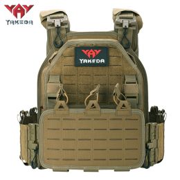 YAKEDA 1000D Nylon Tactical Gear Military Airsoft CS Game Hunting MOEEL Army Laser Cut Vest (Color: Tan, size: one size)