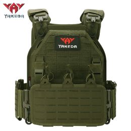 YAKEDA 1000D Nylon Tactical Gear Military Airsoft CS Game Hunting MOEEL Army Laser Cut Vest (Color: Green, size: one size)